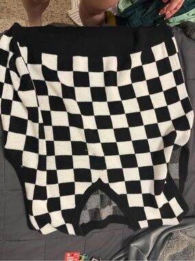 Black & White Checkered Knit Vest